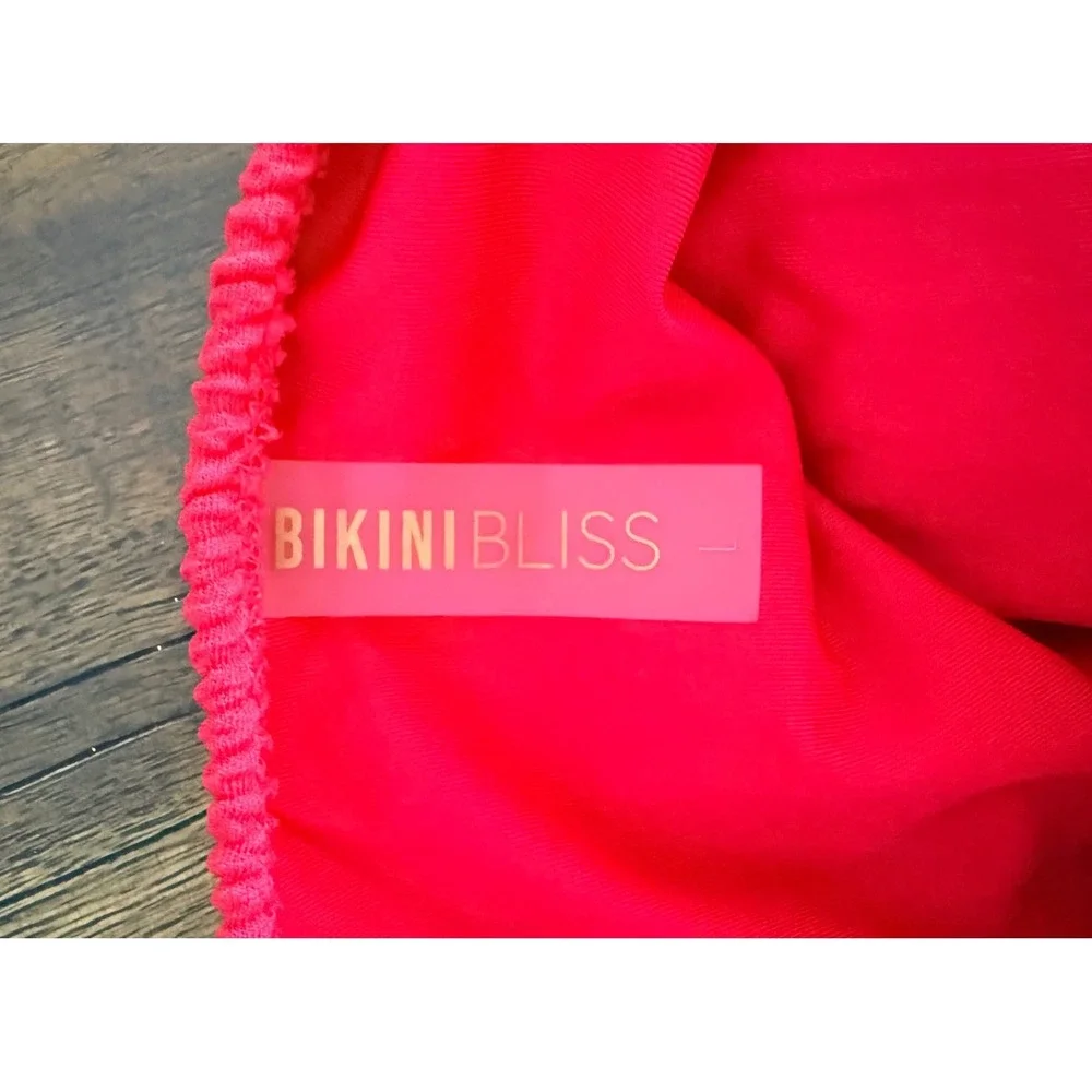 Bikini Bliss Women Hot Pink Crinkle Textured One Piece Swimsuit Size L High Cut
